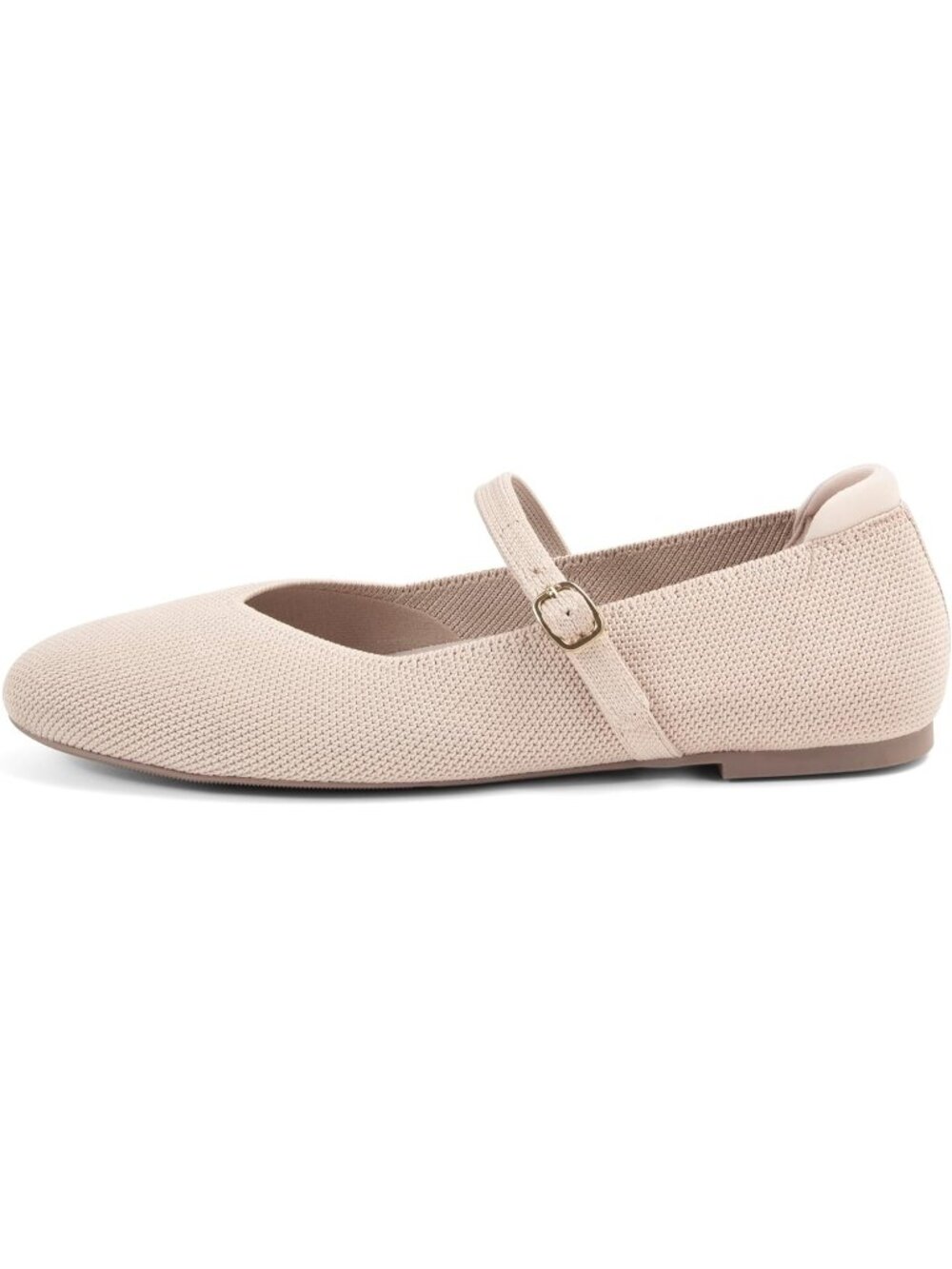 Women's Almond Comfortable Round Toe Ballet Flats with Strap Knit Mary Jane Shoe - Picture 6 of 6